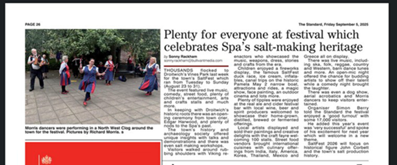 Newspaper report of Saltfest featuring a photo of Nancy Butterfly